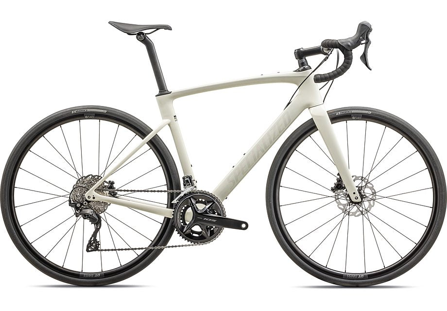 2025 Specialized Roubaix Sport 105 Bike Gloss Birch/White Mountains/Abalone  44