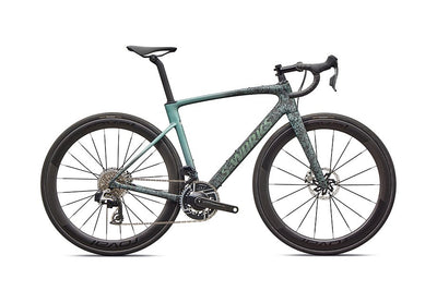 2026 Specialized Roubaix S-Works Axs Bike Satin Carbon/Fjord Metallic Dust Dry Impasto + Fade/Gloss Premium Fjord Metallic 44