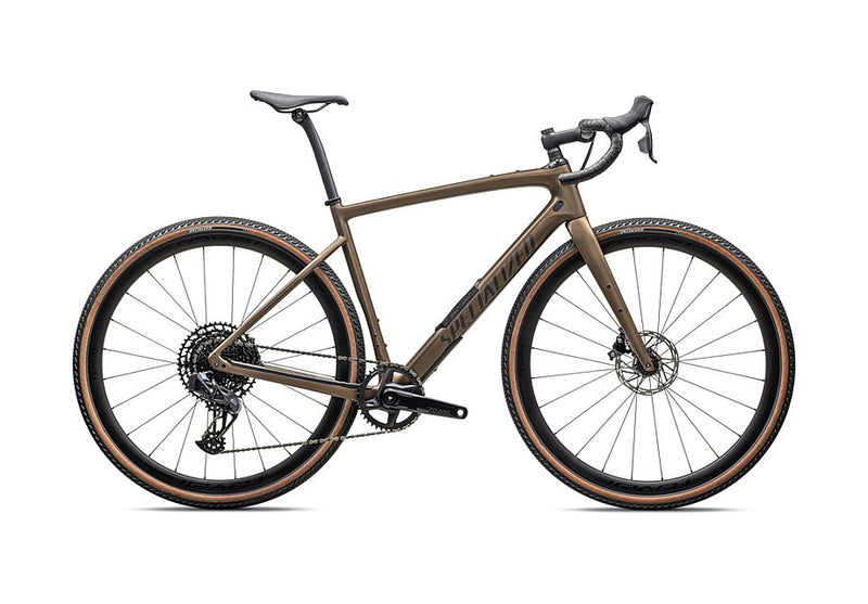 2025 Specialized Diverge Expert Carbon Bike Satin Burnt Gold Metallic / Black Liquid Metal 52