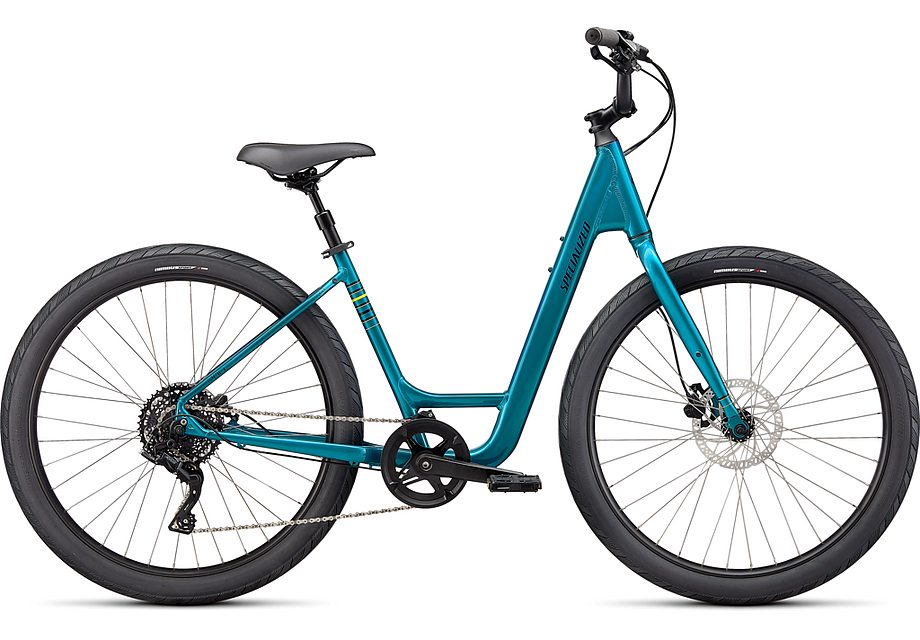 2023 Specialized roll 3.0 low entry bike gloss teal tint / hyper green / satin black reflective l