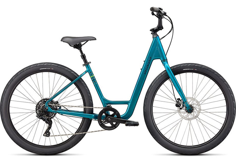 2023 Specialized roll 3.0 low entry bike gloss teal tint / hyper green / satin black reflective l