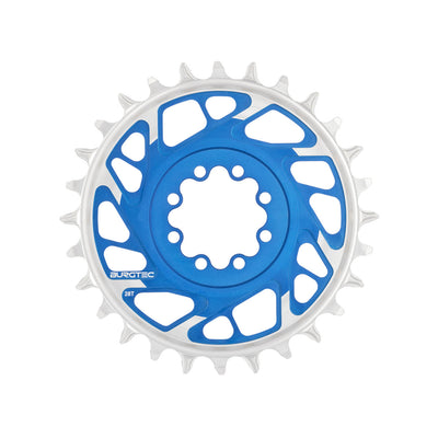 Burgtec 3mm Offset Thick Thin Chainring SRAM 8-Bolt 28T Blue