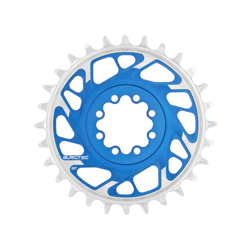 Burgtec 3mm Offset Thick Thin Chainring SRAM 8-Bolt 28T Blue