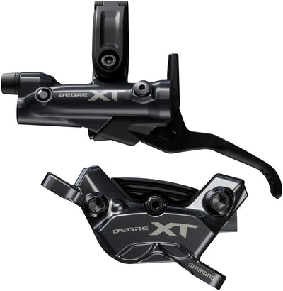 Shimano Deore XT BR-M8220 Disc Brake and BL-M8200 Lever - Left/Front, Post Mount, 4-Piston Caliper, SM-BH90-SBM Hose, Fin Metal Pads, Black