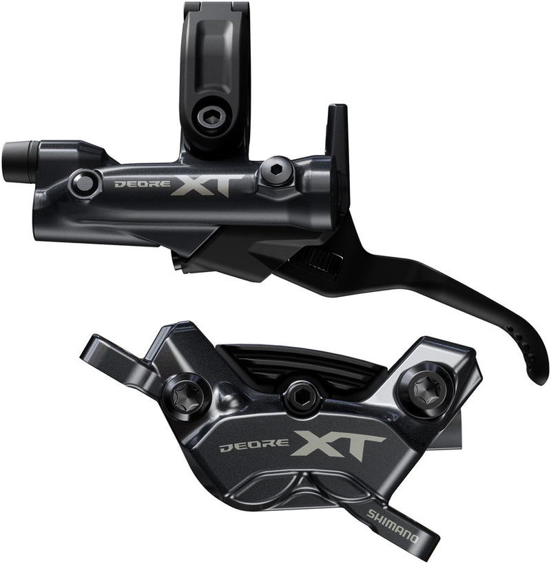 Shimano Deore XT BR-M8220 Disc Brake and BL-M8200 Lever - Left/Front, Post Mount, 4-Piston Caliper, SM-BH90-SBM Hose, Fin Metal Pads, Black