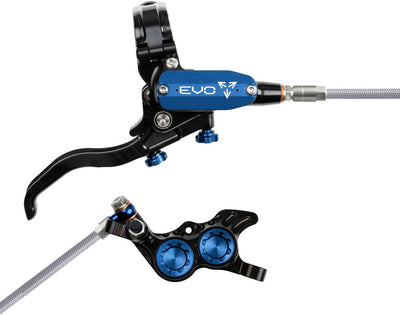 Hope EVO GR4 Disc Brake Lever Set - Right Hand Post Mount 4-Piston Braided Hydraulic Hose BLK/Blue