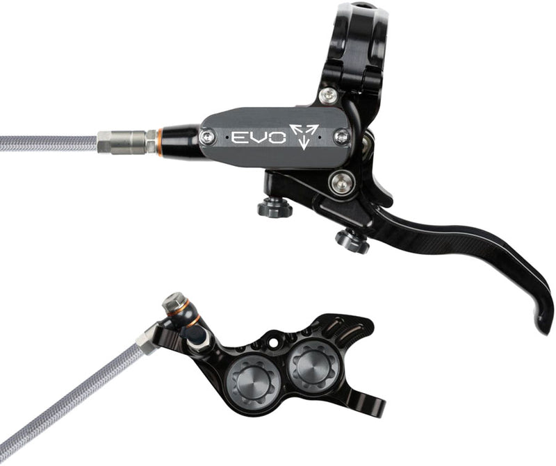 Hope EVO GR4 Disc Brake Lever Set - Left Hand Post Mount 4-Piston Braided Hydraulic Hose BLK/Smoke