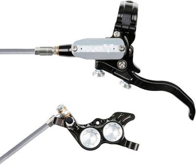 Hope EVO GR4 Disc Brake Lever Set - Left Hand Post Mount 4-Piston Braided Hydraulic Hose BLK/Silver