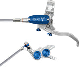Hope EVO GR4 Disc Brake Lever Set - Left Hand Post Mount 4-Piston Braided Hydraulic Hose Silver/Blue