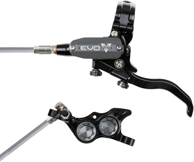 Hope EVO TR4 Disc Brake Lever Set - Left Hand Post Mount 4-Piston Braided Hydraulic Hose BLK/Smoke
