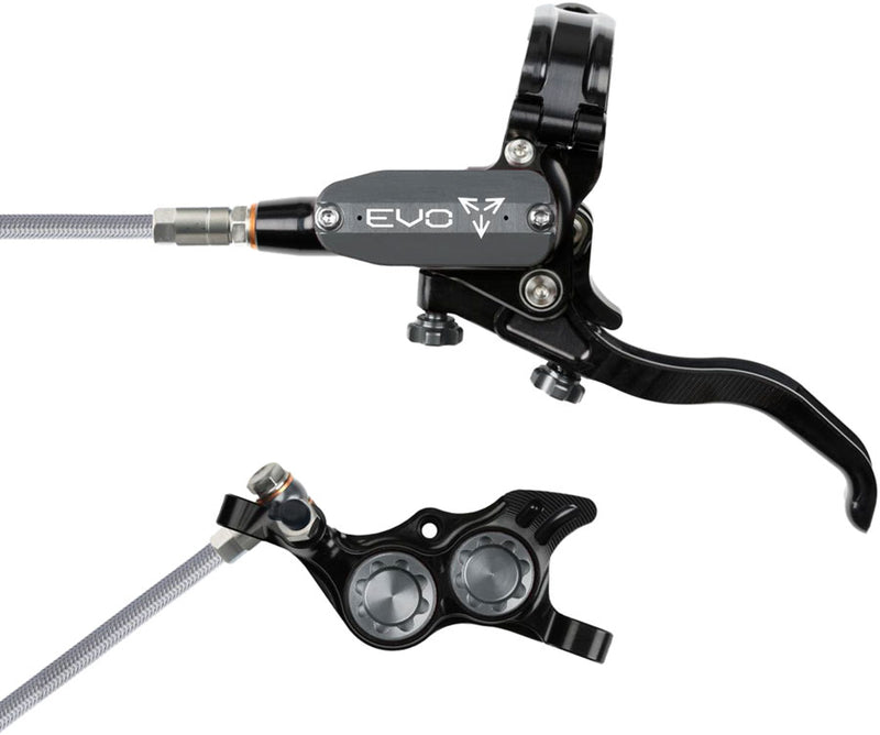 Hope EVO TR4 Disc Brake Lever Set - Left Hand Post Mount 4-Piston Braided Hydraulic Hose BLK/Smoke