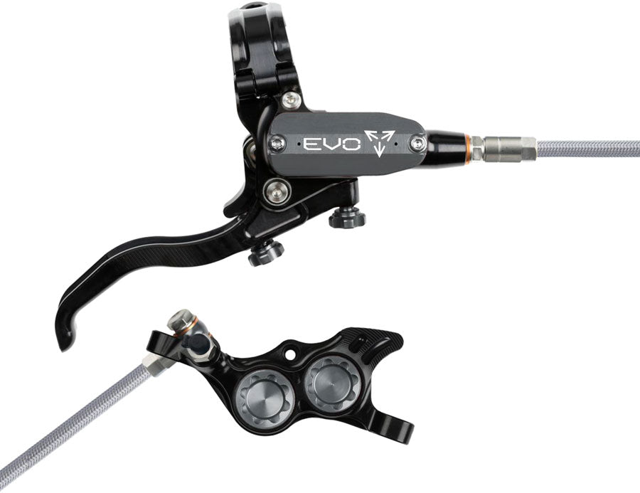 Hope EVO TR4 Disc Brake Lever Set - Right Hand Post Mount 4-Piston Braided Hydraulic Hose BLK/Smoke