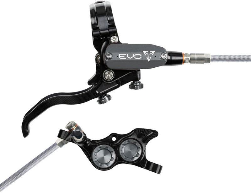 Hope EVO TR4 Disc Brake Lever Set - Right Hand Post Mount 4-Piston Braided Hydraulic Hose BLK/Smoke