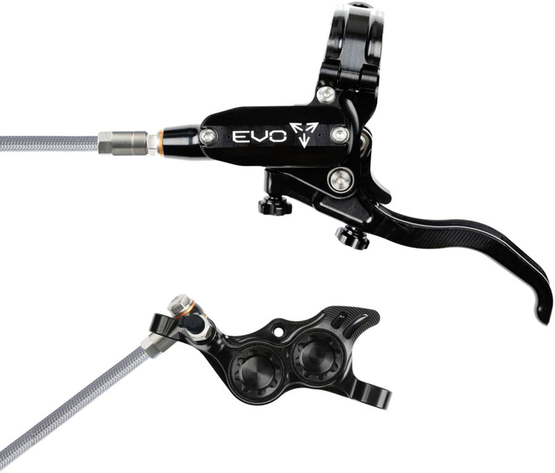 Hope EVO TR4 Disc Brake Lever Set - Left Hand Post Mount 4-Piston Braided Hydraulic Hose BLK