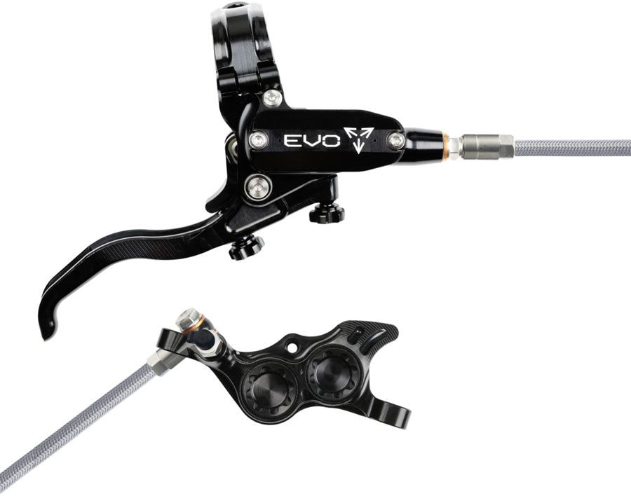 Hope EVO TR4 Disc Brake Lever Set - Right Hand Post Mount 4-Piston Braided Hydraulic Hose BLK