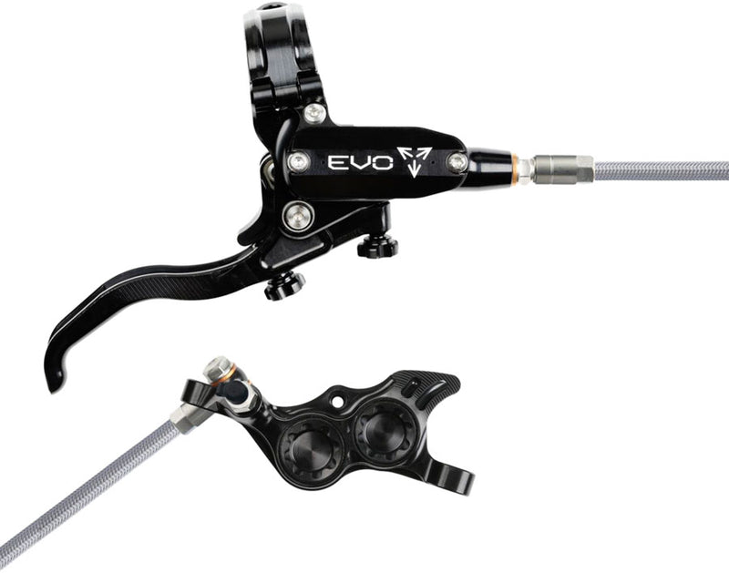 Hope EVO TR4 Disc Brake Lever Set - Right Hand Post Mount 4-Piston Braided Hydraulic Hose BLK