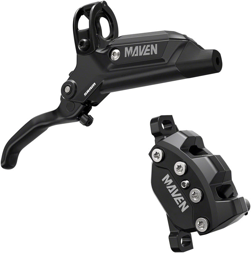 SRAM Maven Base Disc Brake and Lever - Rear or Front, 2000mm Hose, Post Mount, 4-Piston, Aluminum Lever, SS Hardware, Diffusion Black, A1