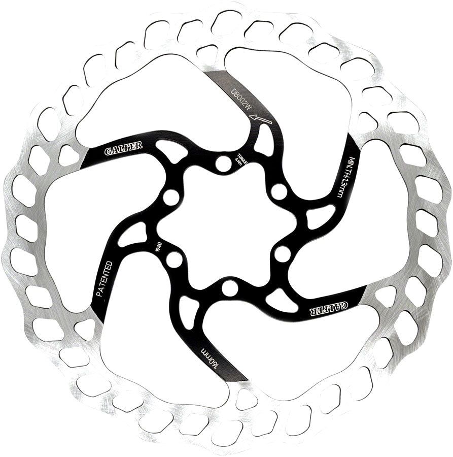 Galfer 160mm Rotor 6-Bolt  1.8mm Black/Silver