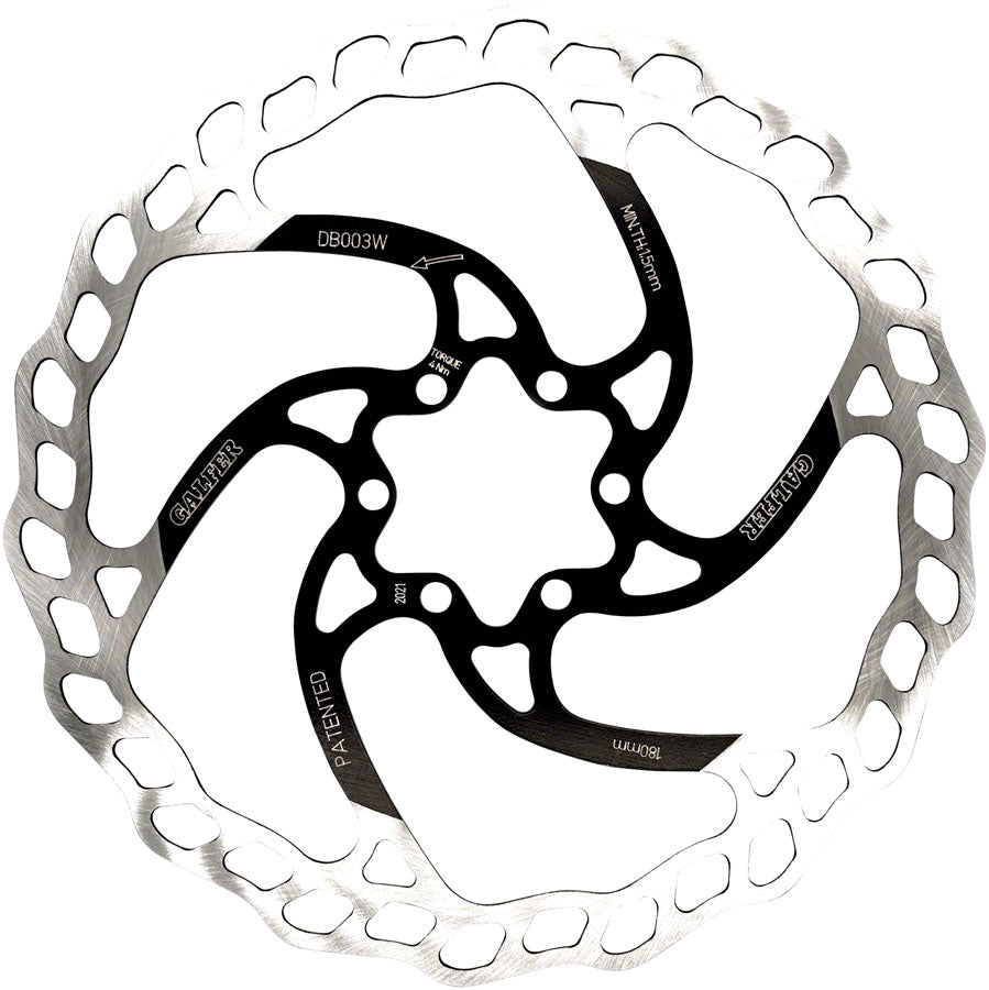 Galfer 180mm Rotor 6-Bolt  1.8mm Black/Silver