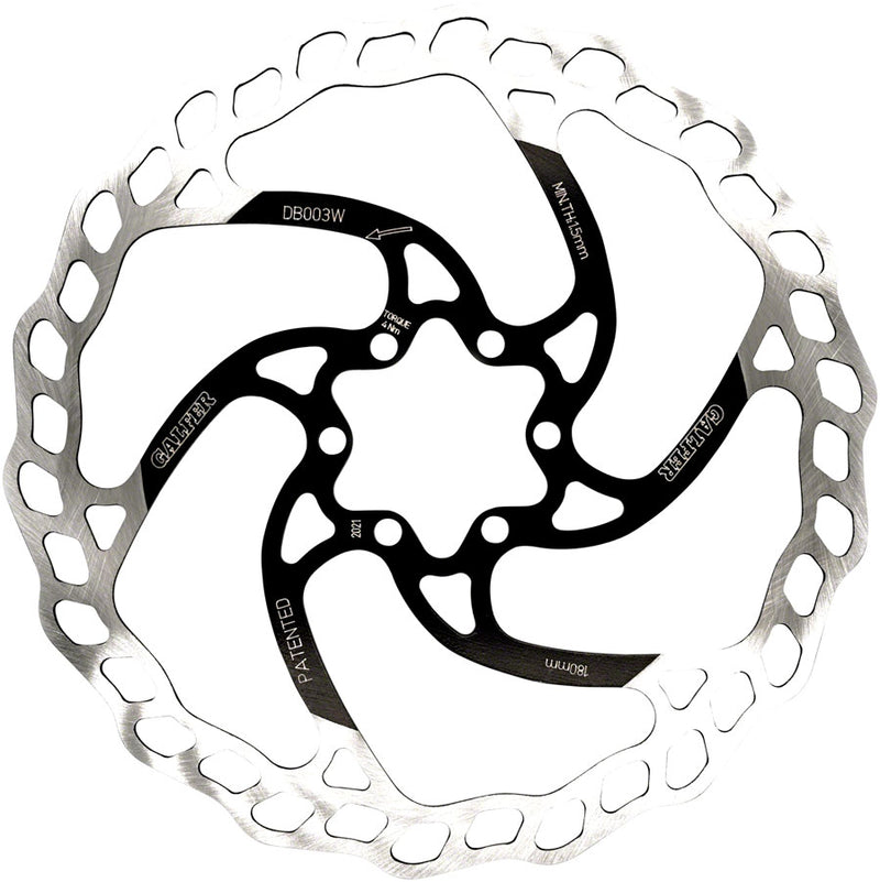 Galfer 180mm Rotor 6-Bolt  1.8mm Black/Silver