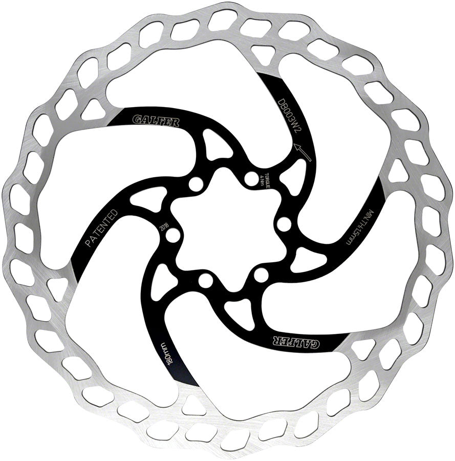 Galfer 180mm Rotor 6-Bolt 2.0mm Black/Silver