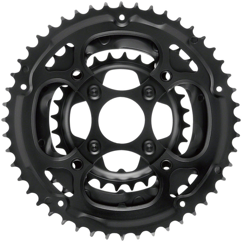 Samox 338ASS Chainring Set - 48/36/28t 104/Riveted BCD Aluminum Outer Ring Steel Middle/Inner Ring BLK