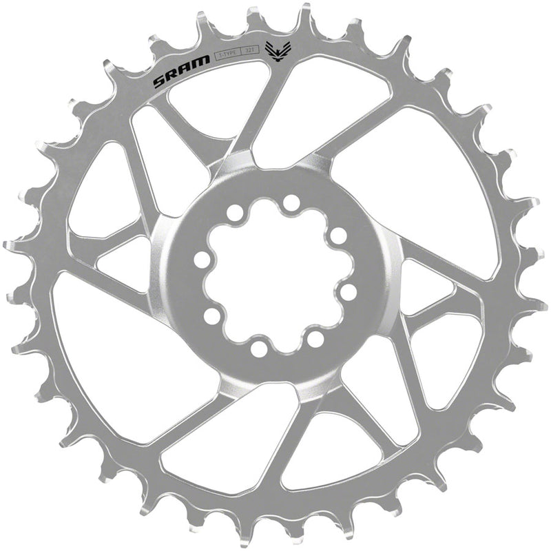 SRAM Eagle 90 T-Type Direct Mount Chainring - 32t 12-Speed 8-Bolt Direct Mount 3mm Offset Steel Silver