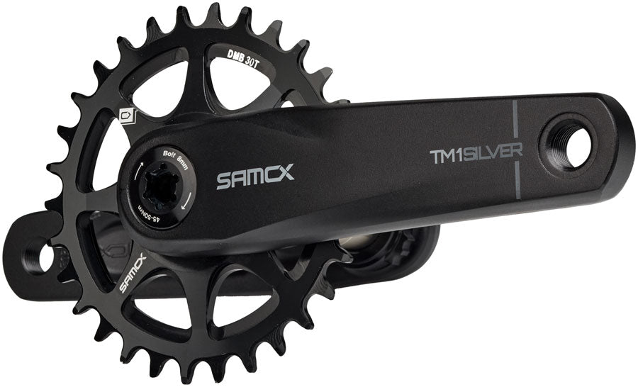 Samox Silver TM-1 Crankset - 160mm 3-Bolt Direct Mount 30t Chainring 24mm Chromoly Spindle BLK