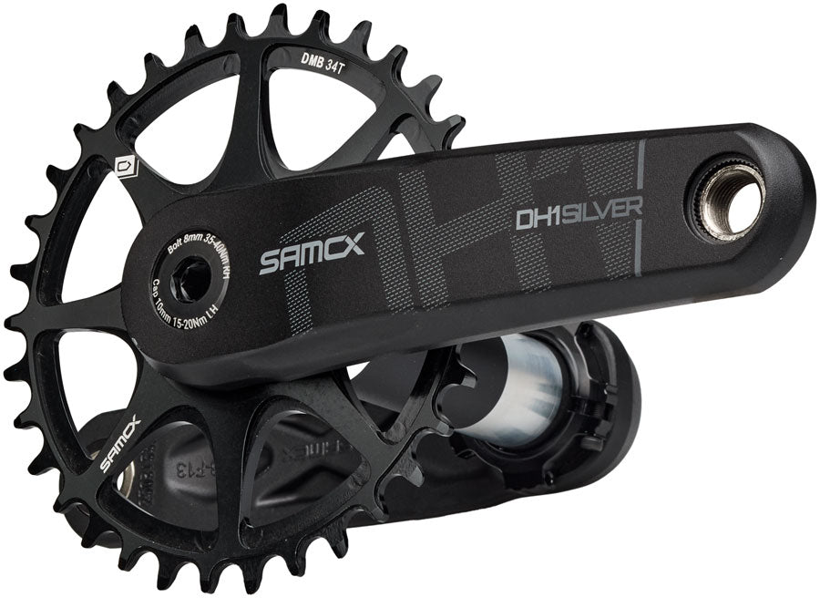 Samox Silver DH-1 Crankset - 160mm 3-Bolt Direct Mount 34t Chainring 28.99mm Aluminum Spindle BLK