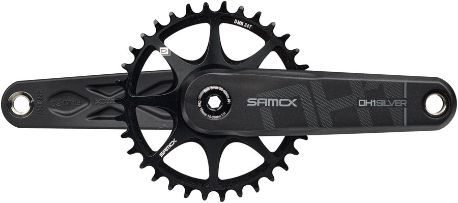 Samox Silver DH-1 Crankset - 155mm 3-Bolt Direct Mount 34t Chainring 28.99mm Aluminum Spindle BLK