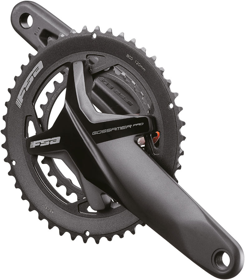 FSA Gossamer Pro Crankset 2x 46/30T Chainrings 175mm Arm Length 120/90BCD 386EVO Spindle – BLK