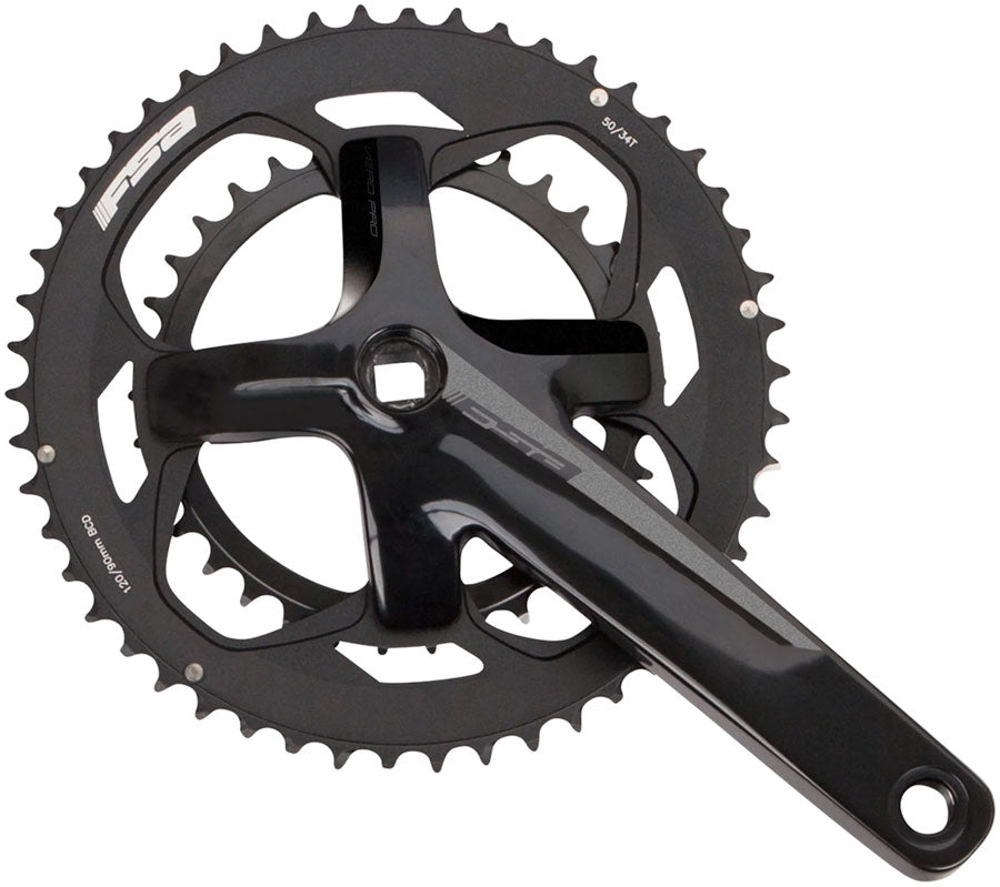 FSA Vero Pro Crankset 2x 50/34T Chainrings 170mm Arm Length 120/90BCD JIS Square Taper Interface – BLK