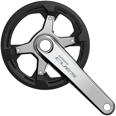 Shimano CUES FC-U6030-1 Crankset - 170mm 9/10/11-Speed 40t Chainguard Asymmetric 110 BCD Silver
