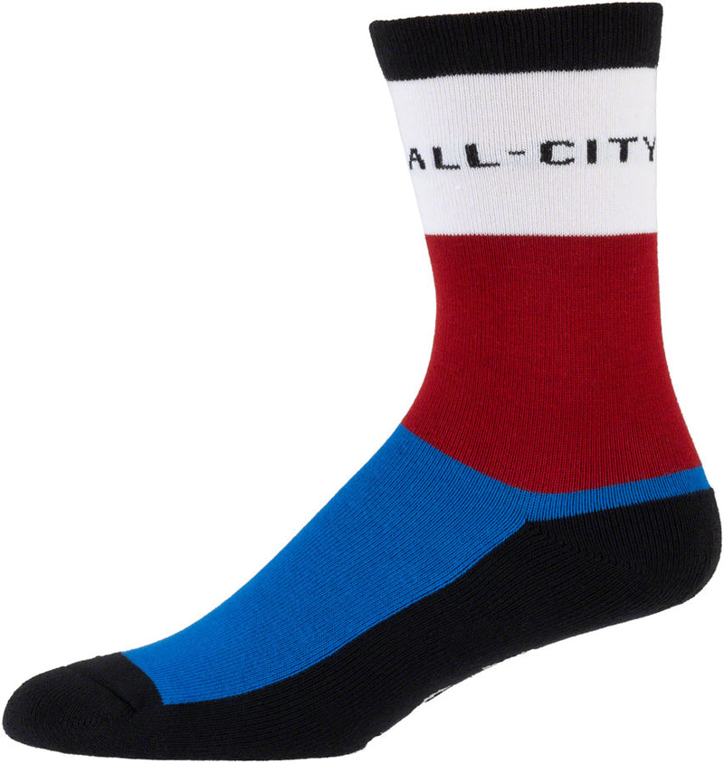 All-City Parthenon Party Sock - White Red Blue Black Small/Medium