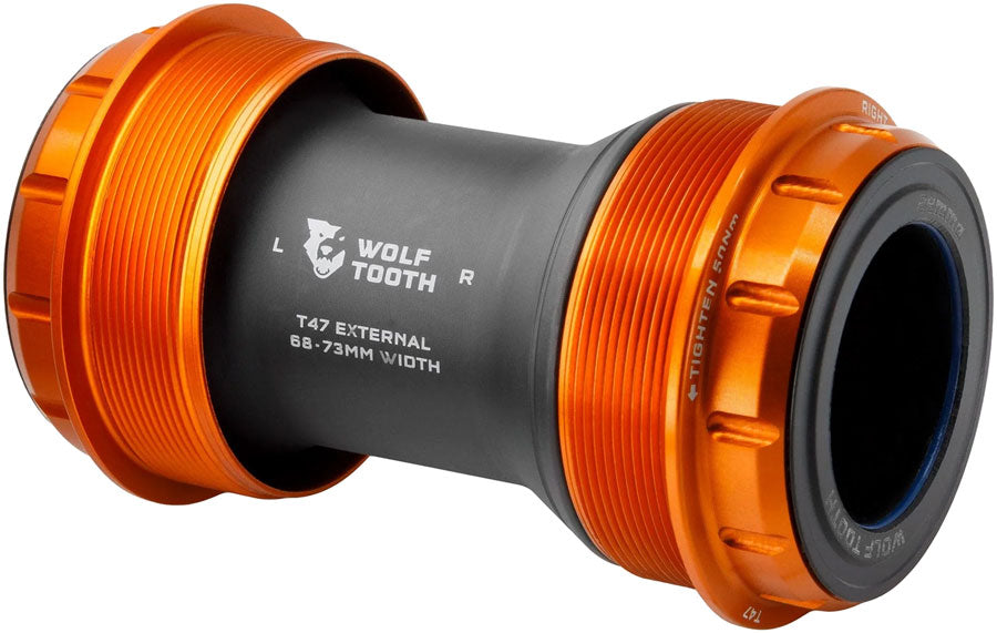 Wolf Tooth T47 External Bottom Bracket - T47 External 68/73mm For SRAM DUB Spindle Orange