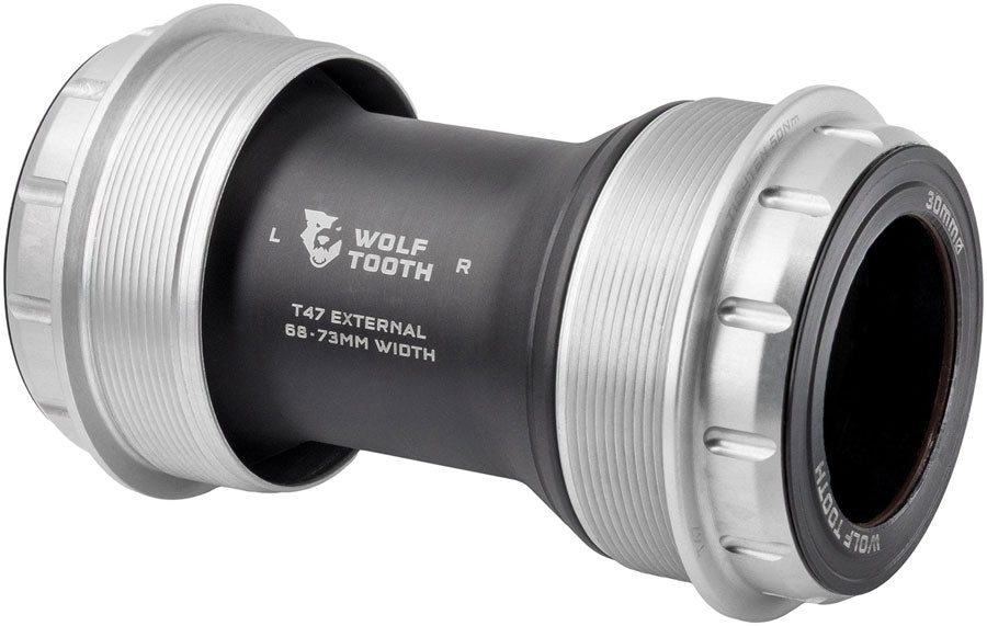 Wolf Tooth T47 External Bottom Bracket - T47 External 68/73mm For 30mm Spindle Raw Silver