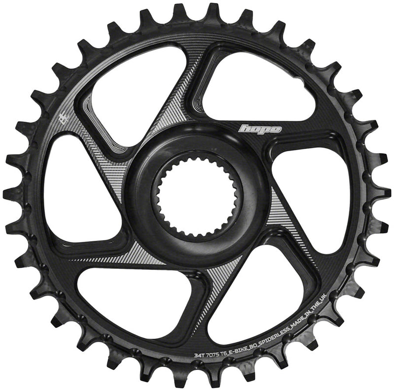 Hope Spiderless Chainring -  34T R22  Ebike  Bosch  Black