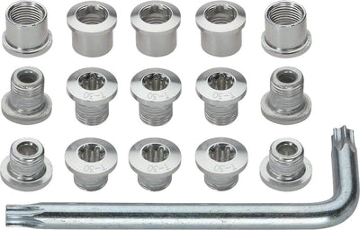 Full Speed Ahead Torx T-30 Alloy Mountain Chainring Nut/Bolt Set wiith tool Silver