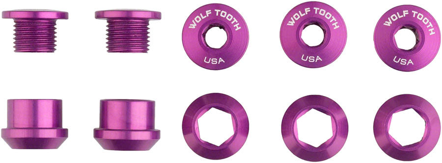 Wolf Tooth 1x Chainring Bolt Set - 6mm Dual Hex Fittings Set/5 Ultraviolet Purple