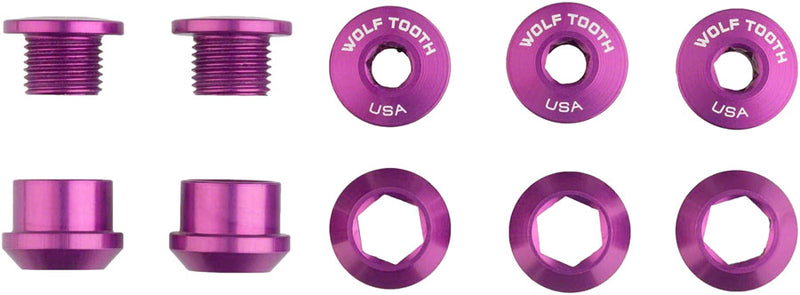 Wolf Tooth 1x Chainring Bolt Set - 6mm Dual Hex Fittings Set/5 Ultraviolet Purple