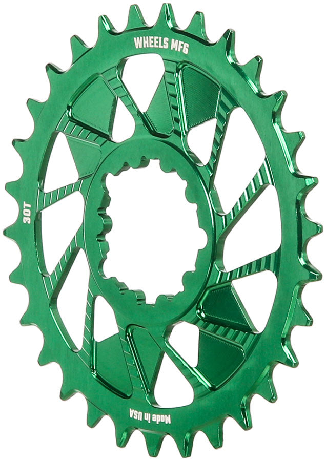 Wheels Manufacturing Direct Mount Chainring - 30t SRAM 3-Bolt Direct Mount 3mm Offset T-Type Chain Compatible Green
