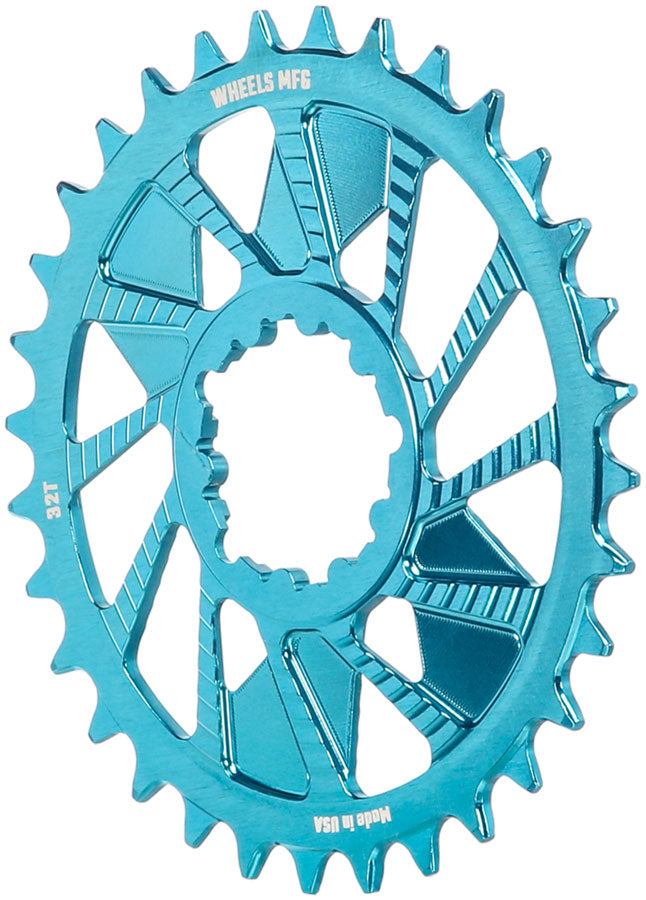 Wheels Manufacturing Direct Mount Chainring - 32t SRAM 3-Bolt Direct Mount 3mm Offset T-Type Chain Compatible Teal