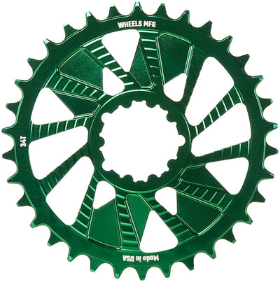 Wheels Manufacturing Direct Mount Chainring - 34t SRAM 3-Bolt Direct Mount 3mm Offset T-Type Chain Compatible Green