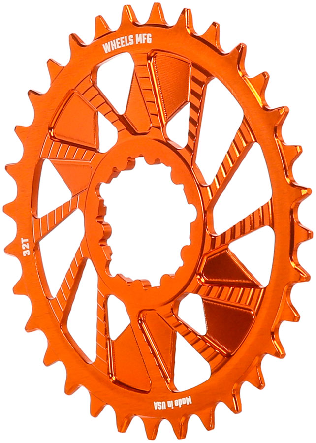 Wheels Manufacturing Direct Mount Chainring - 32t SRAM 3-Bolt Direct Mount 3mm Offset Compatible Hyperglide+ Chain Orange