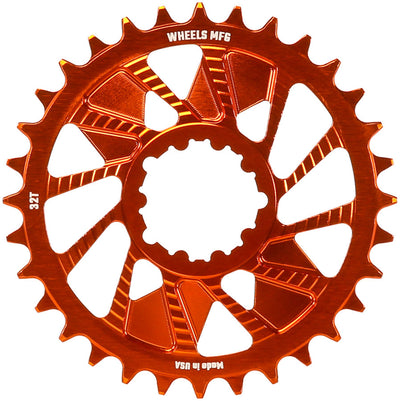 Wheels Manufacturing Direct Mount Chainring - 32t SRAM 3-Bolt Direct Mount 3mm Offset Compatible Hyperglide+ Chain Orange