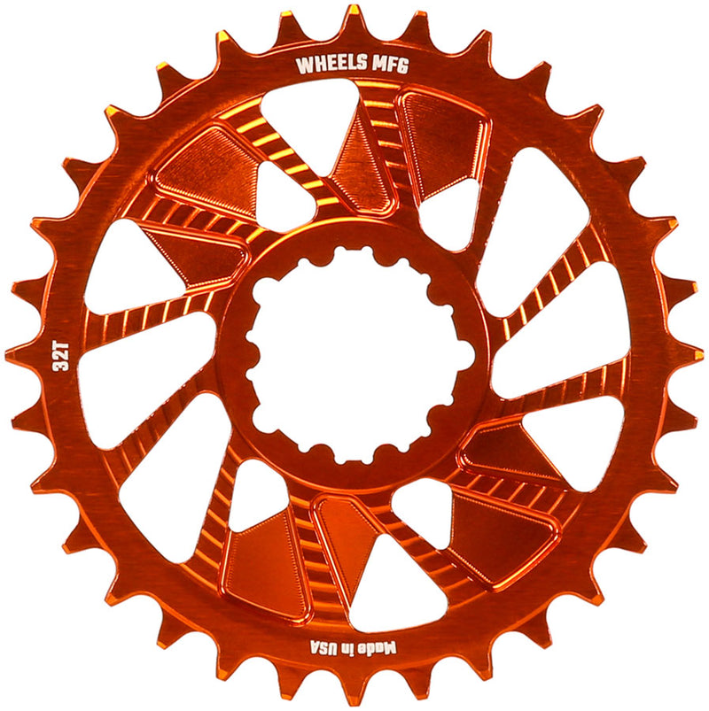 Wheels Manufacturing Direct Mount Chainring - 32t SRAM 3-Bolt Direct Mount 3mm Offset Compatible Hyperglide+ Chain Orange