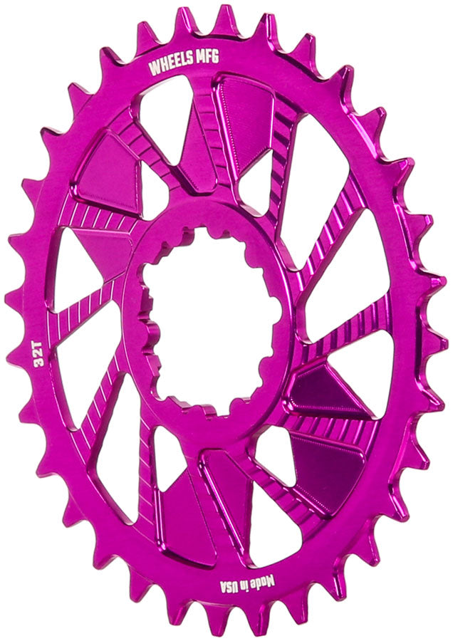 Wheels Manufacturing Direct Mount Chainring - 32t SRAM 3-Bolt Direct Mount 3mm Offset Compatible Hyperglide+ Chain Purple