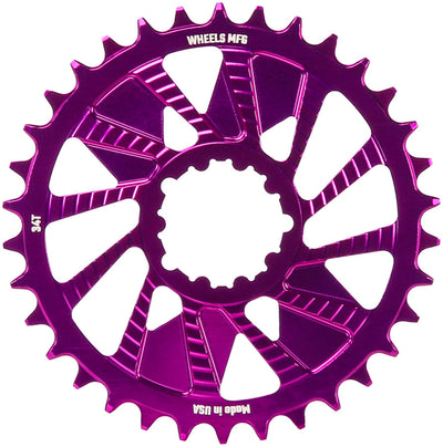 Wheels Manufacturing Direct Mount Chainring - 34t SRAM 3-Bolt Direct Mount 3mm Offset Compatible Hyperglide+ Chain Purple