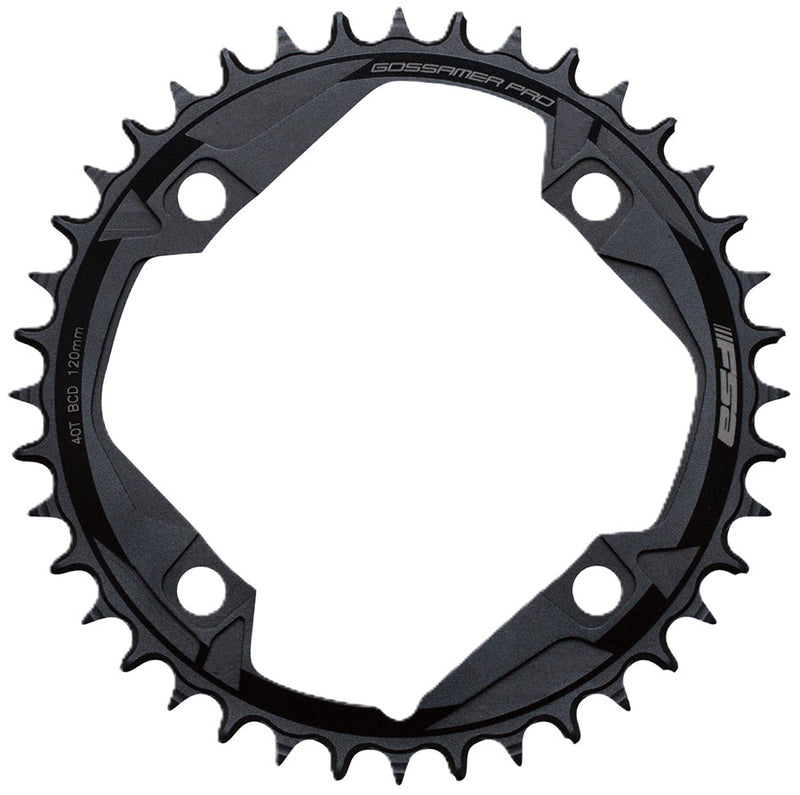 FSA Gossamer Pro Megatooth Chainring 1x 44T Tooth Count 120BCD 4-Bolt Pattern Narrow-Wide Profile – BLK