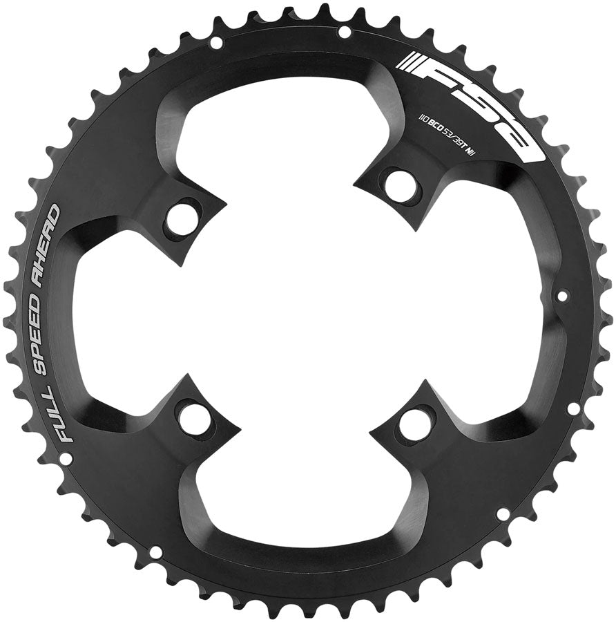 FSA PowerBox/SL-K Super Road Chainring 1x 53T Tooth Count 110BCD Asymmetric Bolt Pattern 4-Bolt Interface – BLK